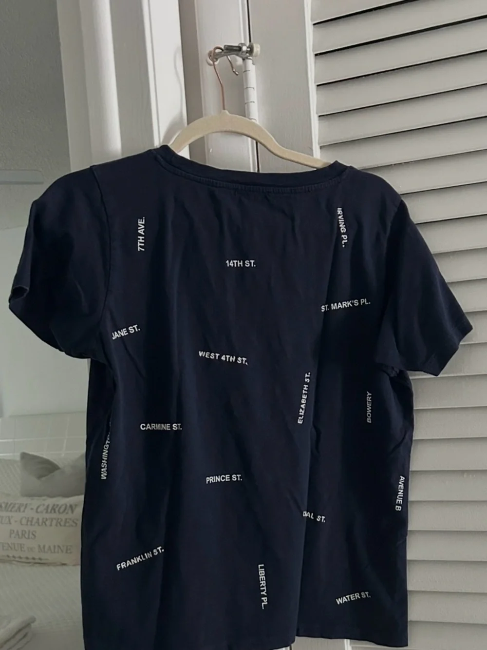 J. Crew New York City Streets Navy Short Sleeve Tee with White Street names